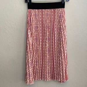 LuLaRoe XS Extra Small Women’s Jill Accordion Stretch Waistband Skirt Pink Cream